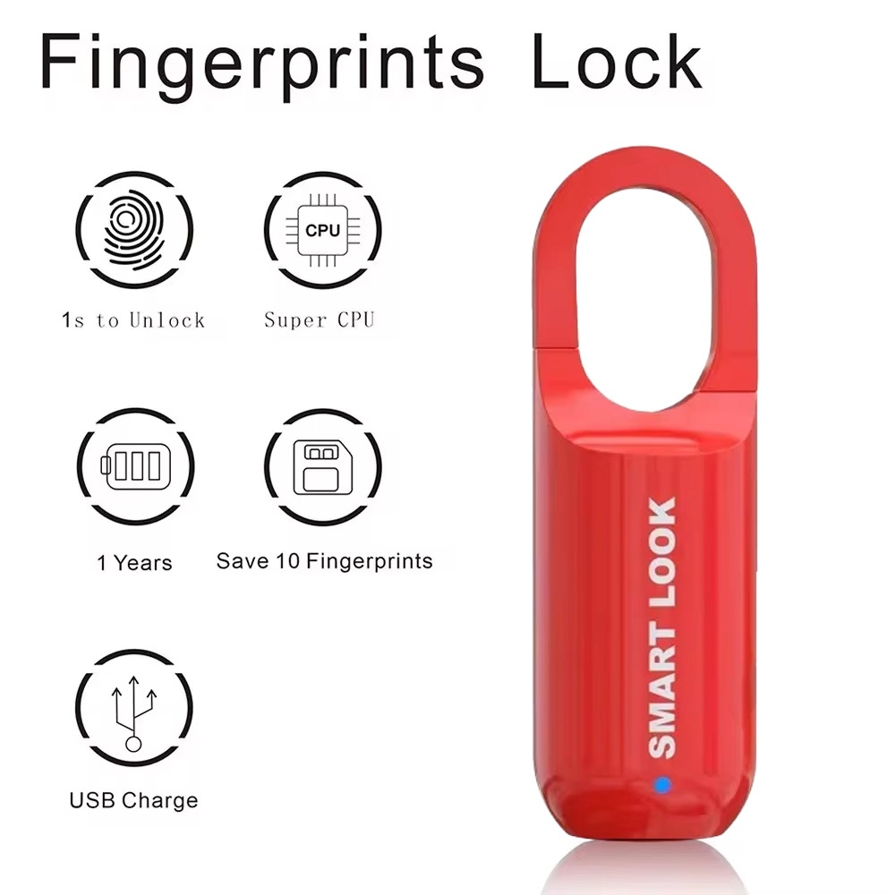 ล็อคลายนิ้วมือล็อคลิ้นชักลายนิ้วมือ AntiTheft Security USB ชาร์จ Thumbprint Padlock สําหรับกระเป๋าเดินทาง Thumbprint ล็อค