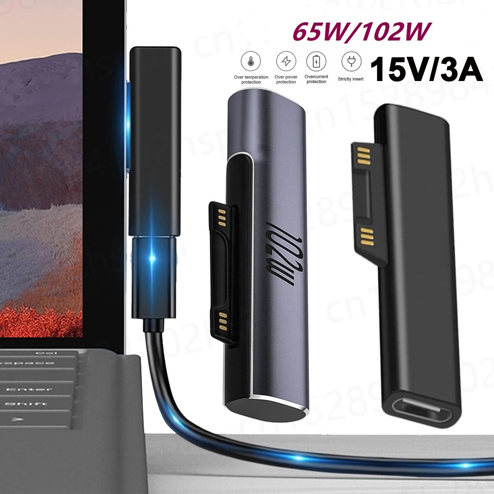 65w/102w 15V 3A USB C แหล่งจ่ายไฟ Charger Adapter สําหรับ Microsoft Surface Pro 7 6 5 4 3 ประเภท C PD แท็บเล็ต Fast Charging Plug