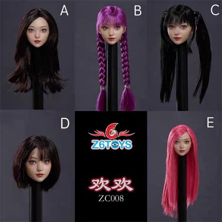 Z6toys ZC008 1/6 Movable Eye Beauty Head ประติมากรรม Huanhuan เหมาะสําหรับตุ๊กตาทหาร Rubberized Body