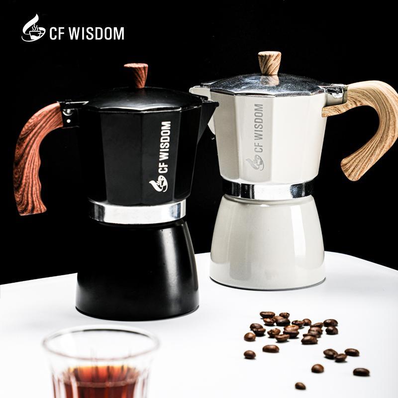 CF WISDOM หม้อกาแฟ moka หม้อคลาสสิกแปดเหลี่ยมหม้ออลูมิเนียม Maker Espresso กดเครื่องชงกาแฟท่องเที่ยว