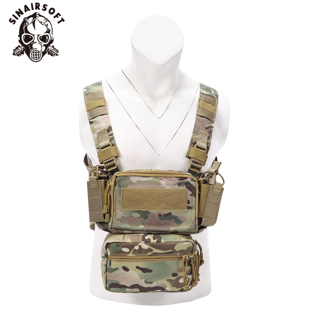Sinairsoft กลางแจ้ง D3CR Chest Rig Micro หน้าอกเสื้อกั๊ก 5.56 7.62 & 9 มม.ไนลอนนิตยสารกระเป๋าน้ําหนักเบา Lower ท้องแขวนกระเป๋า