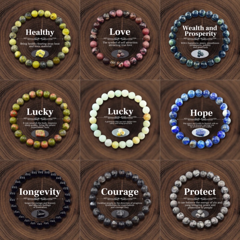 แฟชั่นหินธรรมชาติสร้อยข้อมือลูกปัดที่มีสีสัน Healing Stone สร้อยข้อมือผู้ชายและผู้หญิง Energy เครื่องประดับของขวัญเพื่อสุขภาพป้องกัน Love Courage Lucky อายุยืนขวาส่วนบุคคล Charisma Pฤา