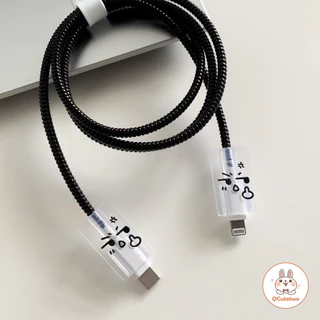 ฝาครอบป้องกันเครื่องชาร์จแสดงออกตลกที่สร้างสรรค์สําหรับ ไอโฟน 18/20ว ปลอกป้องกันสายข้อมูลเกลียวที่ทนต่อการสึกหรอแบบโปร่งใส