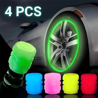 4Pcs Fluorescent Car Tire Valve Caps / Motorcycle Bike Glowing Decorative Wheel Nozzles