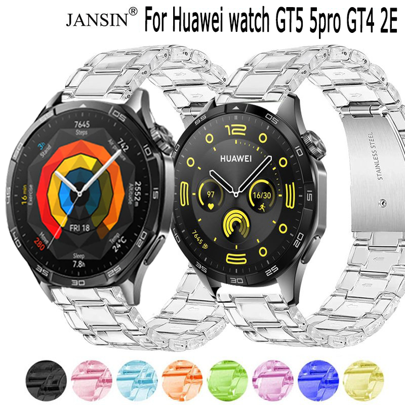 สายนาฬิกา huawei watch gt5 สาย ใหม่โปร่งใสสายนาฬิกาเรซิ่นสำหรับ สำหรับ Huawei Watch GT 4 GT5 Pro GT2