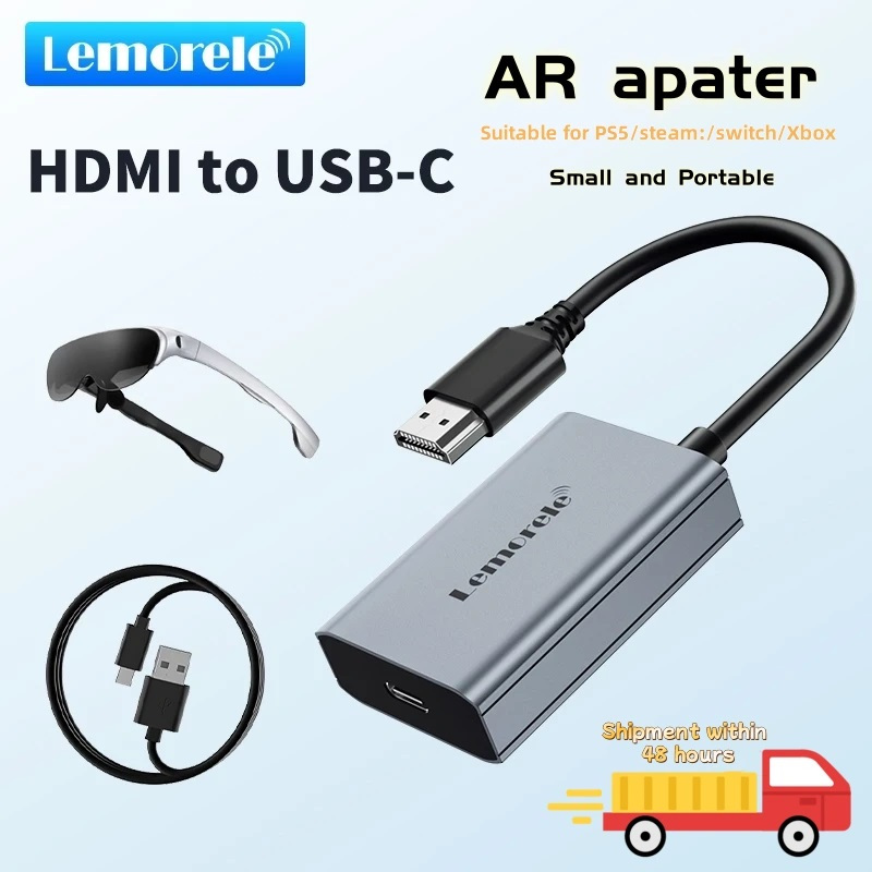 Lemorele LD50 HDMI to Type c อะแดปเตอร์ 4K 60HZ USB c อะแดปเตอร์วิดีโอแบบพกพาสําหรับ XREAL Nreal Air RayNeo แว่นตาหัวจอแสดงผล
