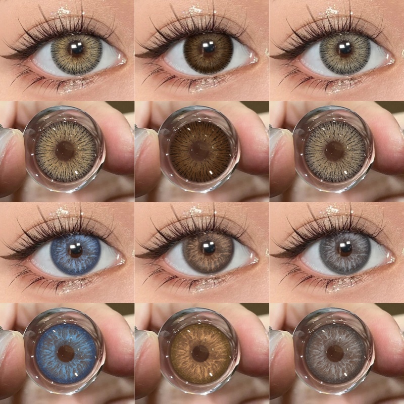 Eyeshare 2 ชิ้น = 1 คู่คอนแทคเลนส์สําหรับดวงตา 14.5 มิลลิเมตรรายปีเครื่องสําอาง Natual Contacts สําหรับตาสีน้ําตาลนักเรียนที่สวยงาม