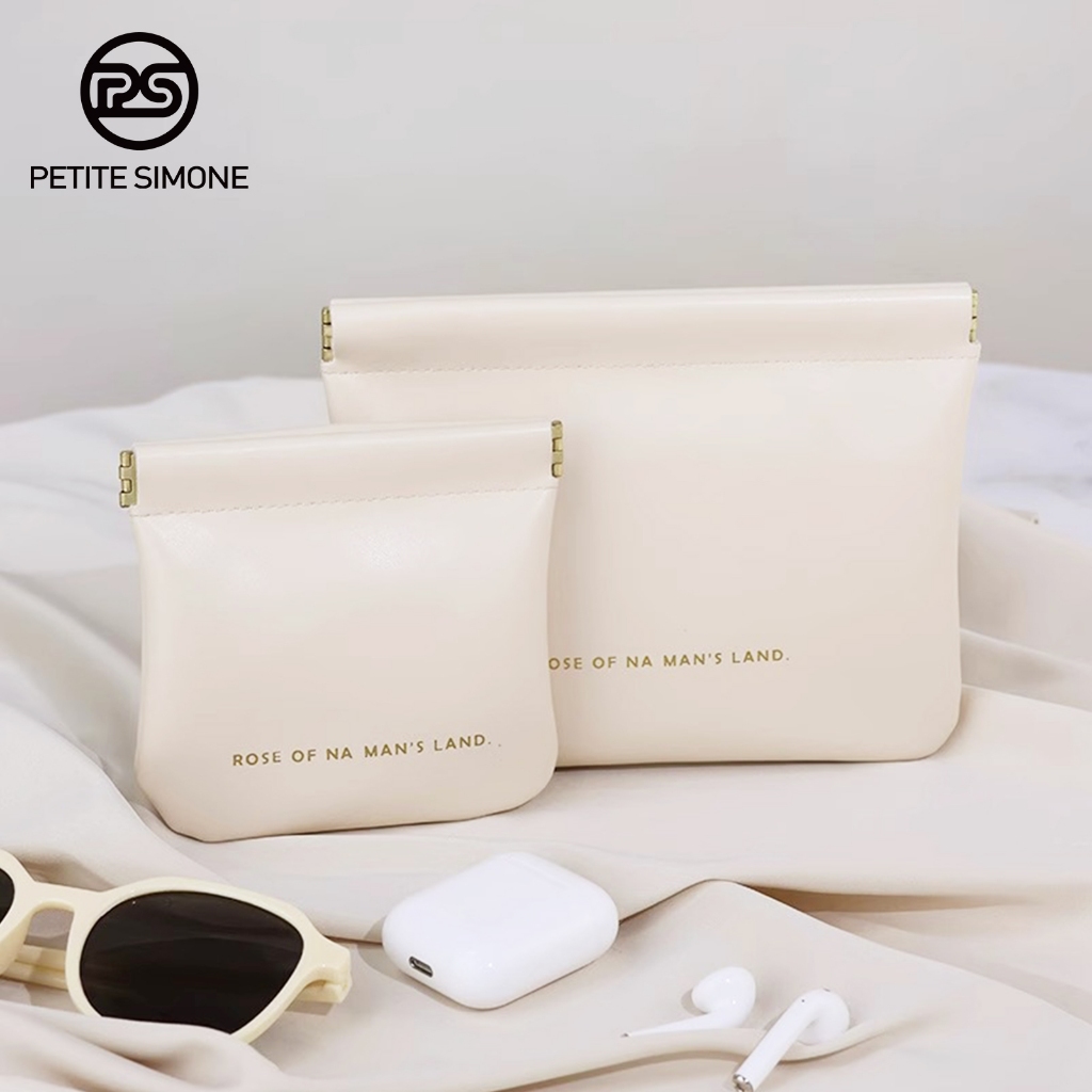 PETITE SIMONE กระเป๋าลิปสติก, กระเป๋าสตางค์, เครื่องสําอาง, หนัง PU กันน้ํา, กระเป๋าใส่เหรียญขนาดเล็กแบบพกพา ขนาดเล็ก11*12/ขนาดใหญ่14*18 ซม.
