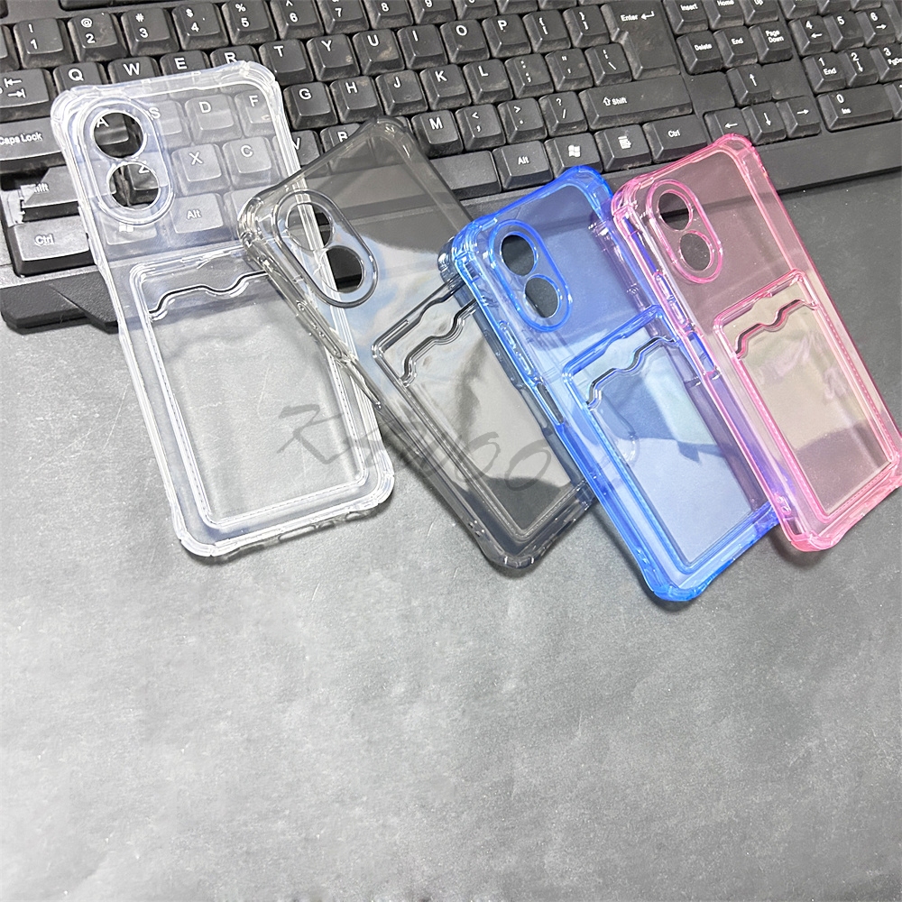 Oppo A18 A38 A17 A17K A58 A60 4G A98 A79 5Gกันกระแทกกระเป๋าสตางค์ช่องใส่การ์ดโปร่งใสSlim Soft TPUกรณี