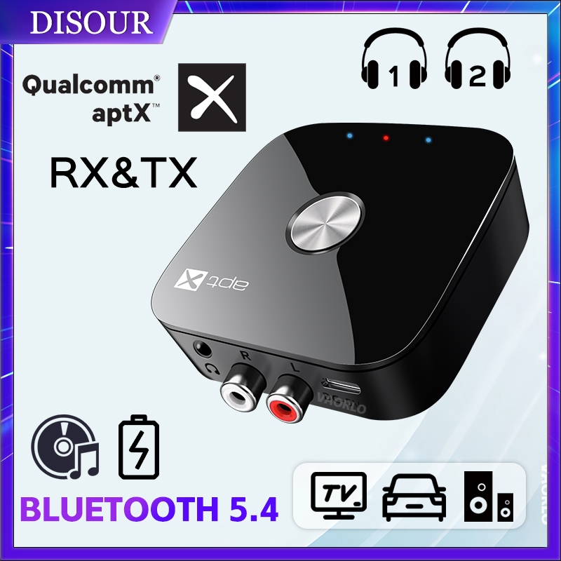 Disour Qualcomm Bluetooth 5.4 Receiver Transmitter 3.5 มม.AUX RCA Jack aptX Adaptive/HD/LL Low Latency Wireless Audio Adapter
