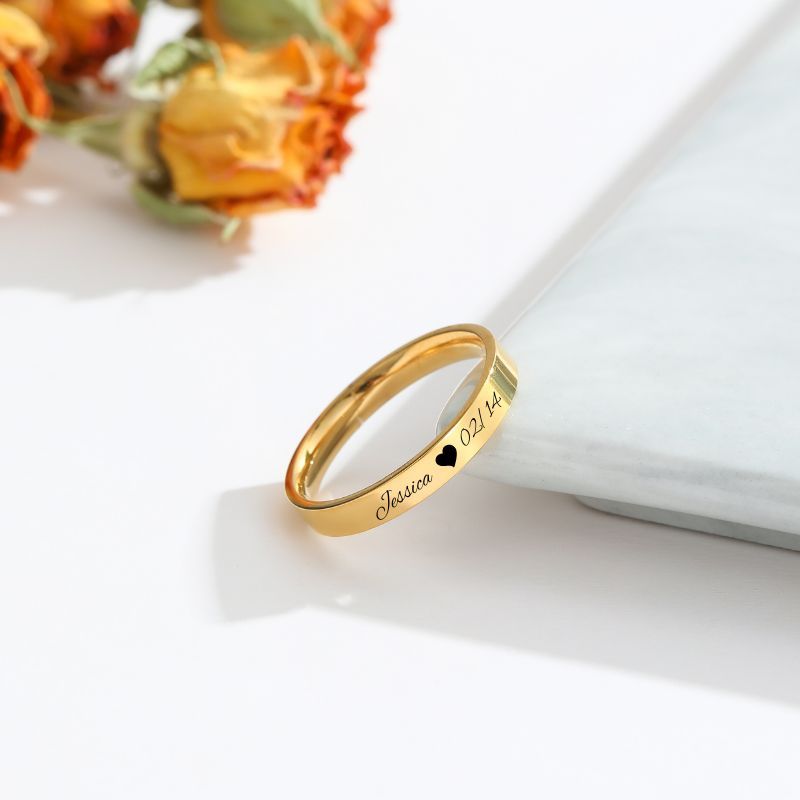 Ecgift RI001 แหวนสแตนเลสแบบกําหนดเอง, แหวนปรับแต่ง 3 มม., เครื่องประดับส่วนบุคคล