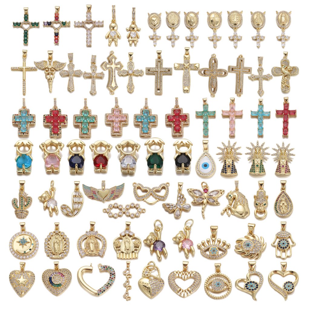 คลาสสิก Cross Cubic Zirconia Charms Gold สีหัวใจ Evil Eye สร้อยคอจี้สําหรับ Diy วันวาเลนไทน์เครื่องประดับทําผลการค้นหา