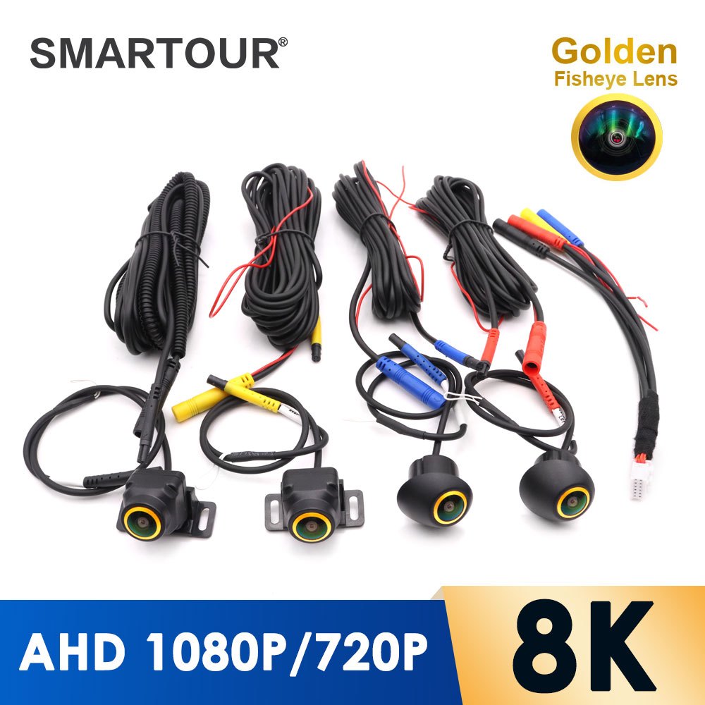 Ahd 1080P 8K กล้องติดรถยนต์เลนส์ทอง 360 องศาเซอร์ราวด์ Full HD ขวา+ซ้าย+หน้า+หลัง เหมาะสําหรับวิทยุอ