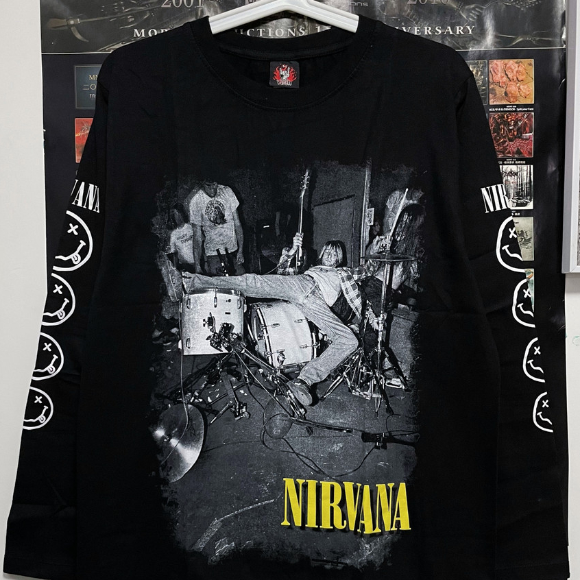 [ผ้าฝ้ายแท้พร้อมสต็อก] Nirvana Nirvana Band Rock ยุโรปแนวโน้มอเมริกัน High Street Retro Street P-1 เ