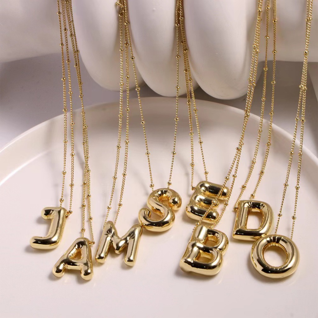 3D Gold Plated 26 ตัวอักษรสร้อยคอ Capital AZ ตัวอักษรภาษาอังกฤษสร้อยคอ 18K Gold Plated 26 ตัวอักษรสร