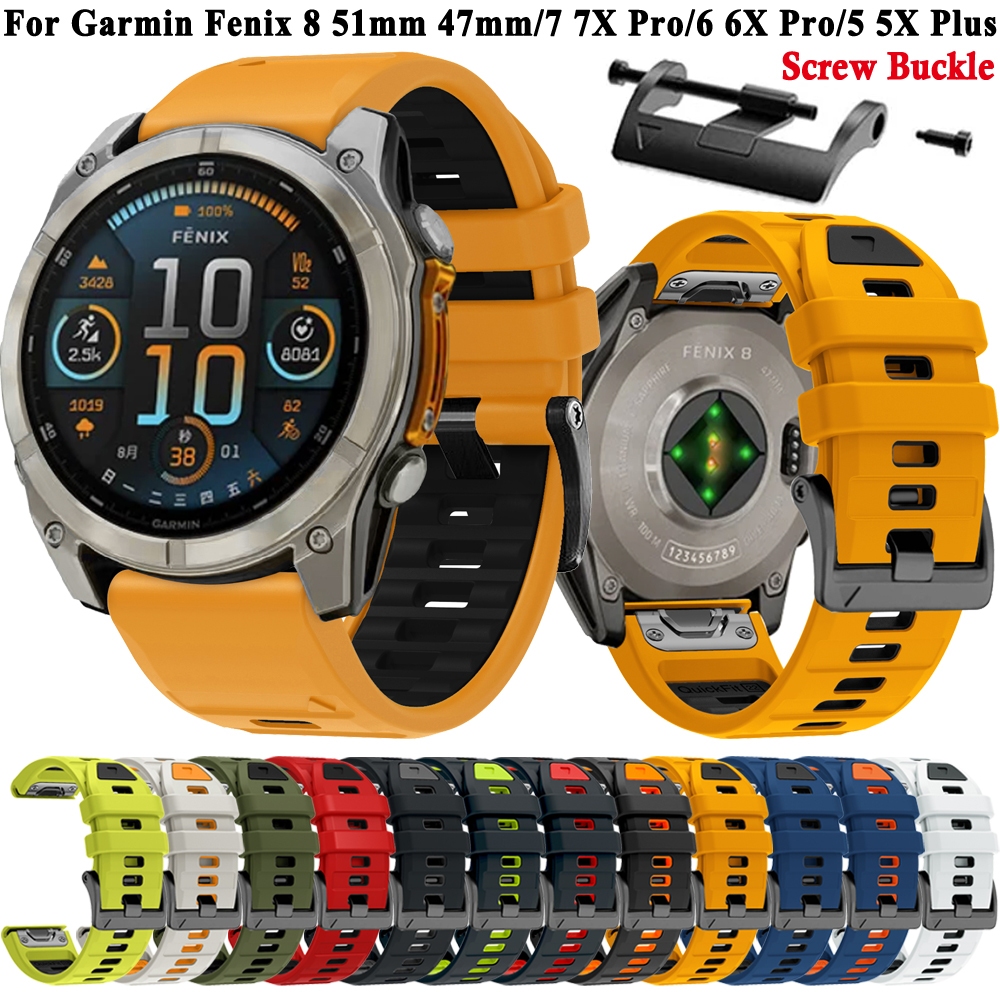 1:1 QuickFit 22 มม.26 มม.กีฬานาฬิกาสําหรับ Garmin Fenix 8 E Fenix8 47 มม.51 มม./Enduro 3 เปลี่ยนสายนาฬิกาซิลิโคนสร้อยข้อมือ
