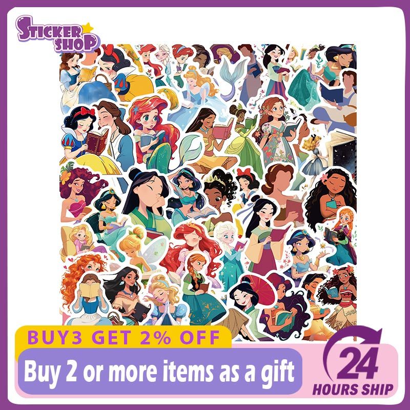 50 ชิ้น Disney Princess อ่านหนังสือสติกเกอร์ DIY สมุดภาพโทรศัพท์แล็ปท็อปกีตาร์กระเป๋าเดินทางสติกเกอร์ของเล่น ราคา ถูกที่สุด ดีลบีเคเค