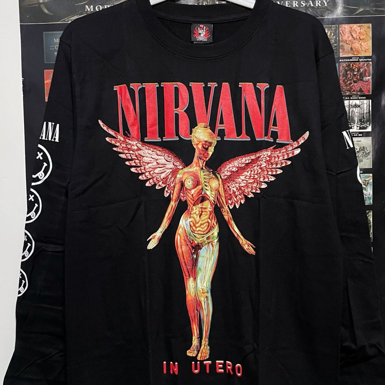 [ผ้าฝ้ายแท้พร้อมสต็อก] Nirvana Nirvana Band Street Wear พิมพ์ Rock ยุโรป American Street P-1 เสื้อยื