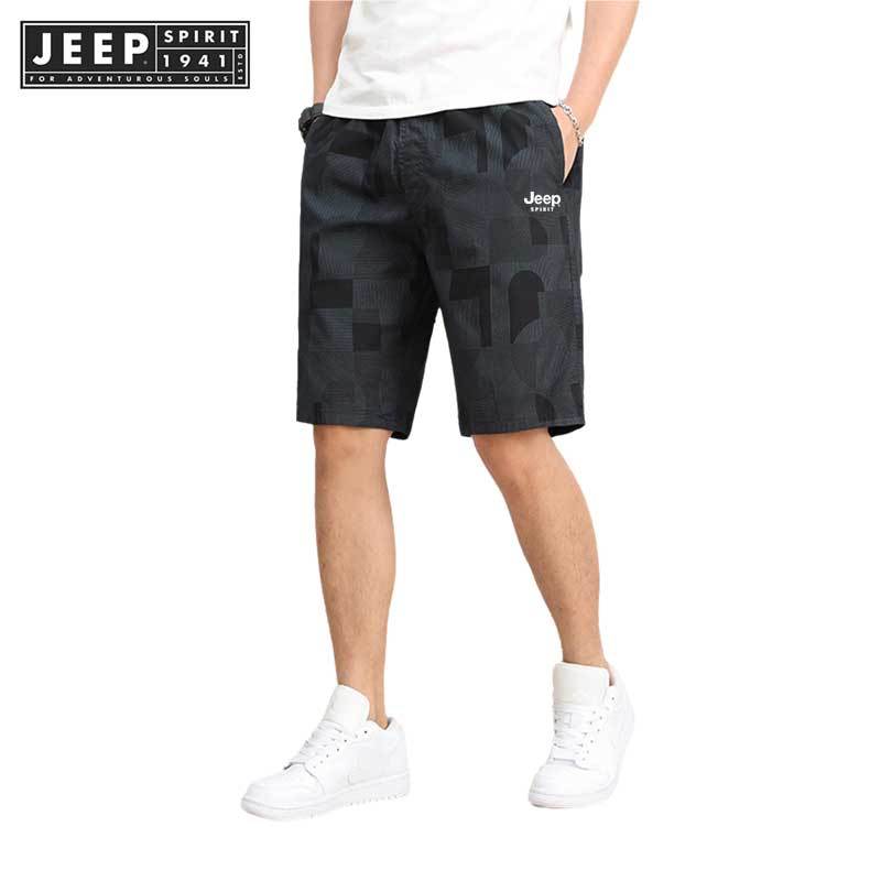 Jeep SPIRIT 1941 ESTD ฤดูร้อนสไตล์ญี่ปุ่นกีฬาและการพักผ่อนกางเกงขาสั้นทรงตรงทรงหลวมสําหรับแจ๊กเก็ต