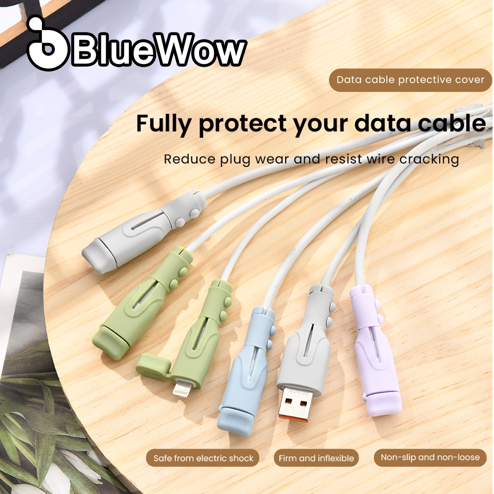 Bluewow Android Phone Charger Cable Protector, เคสซิลิโคนสําหรับ USB to Type-C Charger, เครื่องม้วนสายชาร์จ