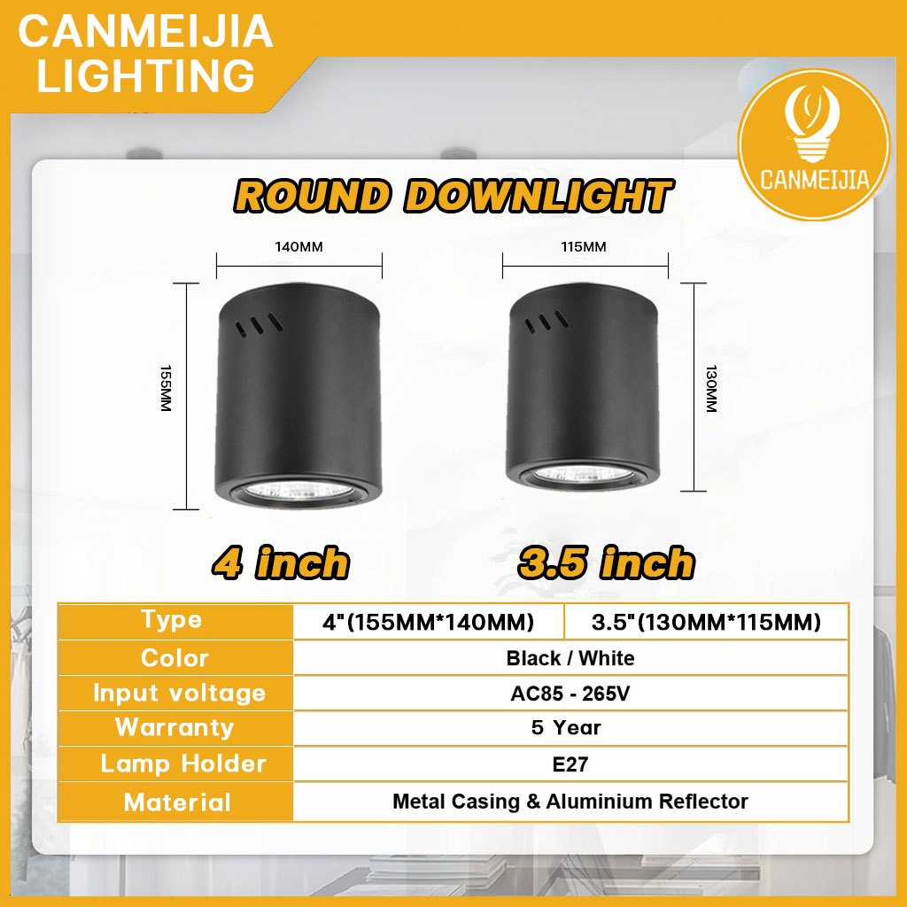 โคมไฟดาวน์ไลท์ ติดลอย โคมไฟดาวน์ไลท์ ติดลอยเกี่ยวกับขั้ว E27 Downlight LED โคมดาวน์ไลท์ติดลอย ทรงกลม ขั้ว E27 สีดำ 3.5นิ้ว 4นิ้ว ทรงกลมเเละเหลี่ยม  สำหรับห้องนั่งเล่นห้องครัวและร้านค้า - รูปที่ 6