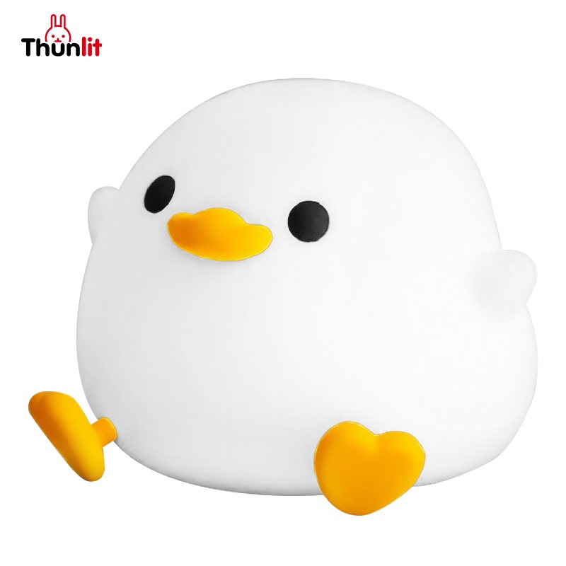 Thunlit โคมไฟรูปเป็ดน่ารักแบบชาร์จ USB ได้ โคมไฟรูปเป็ดซิลิโคนน่ารักสำหรับเด็ก โคมไฟตั้งเวลาหลับ