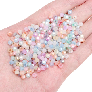 150 ชิ้น/แพ็ค [4 มม.] สีทึบชี้เหลี่ยมลูกปัดเมฆหมอกที่มีสีสันข้าวลูกปัดแก้วคุณภาพสูงสุดลูกปัด ทําเอง อุปกรณ์ทํามือ