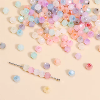 150 ชิ้น/แพ็ค [4 มม.] สีทึบชี้เหลี่ยมลูกปัดเมฆหมอกที่มีสีสันข้าวลูกปัดแก้วคุณภาพสูงสุดลูกปัด ทําเอง อุปกรณ์ทํามือ