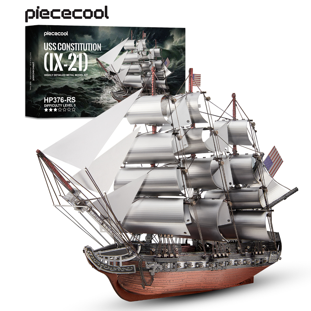 Piececool 3D Metal Model Kit สําหรับผู้ใหญ่, USS CONTITUSTION Ship Model Kit, 3D Watercraft Model Bu
