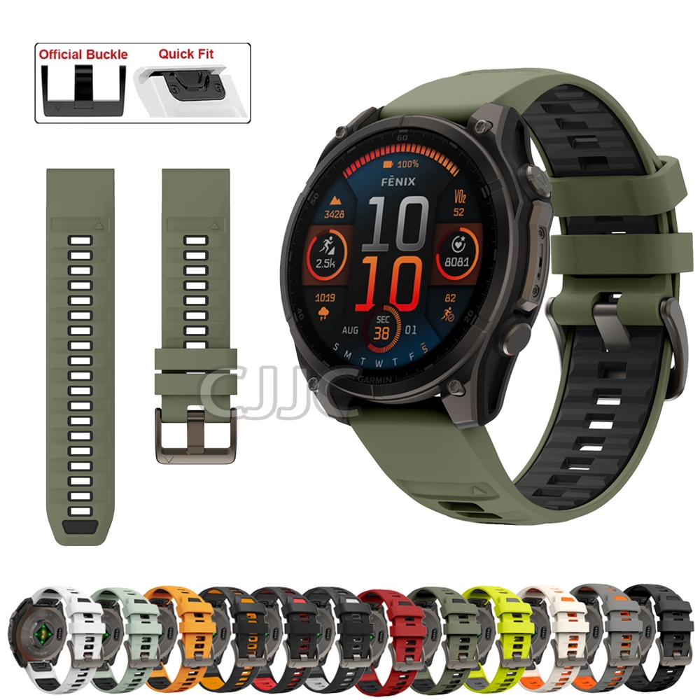 สายรัดซิลิโคนระบายอากาศ 26 มม. 22 มม. สร้อยข้อมือสําหรับ Garmin Fenix 9 8 51mm 47mm/7X / 6 / 5X Plus / Fenix3 hr / Forerunner 935 945 955 965
