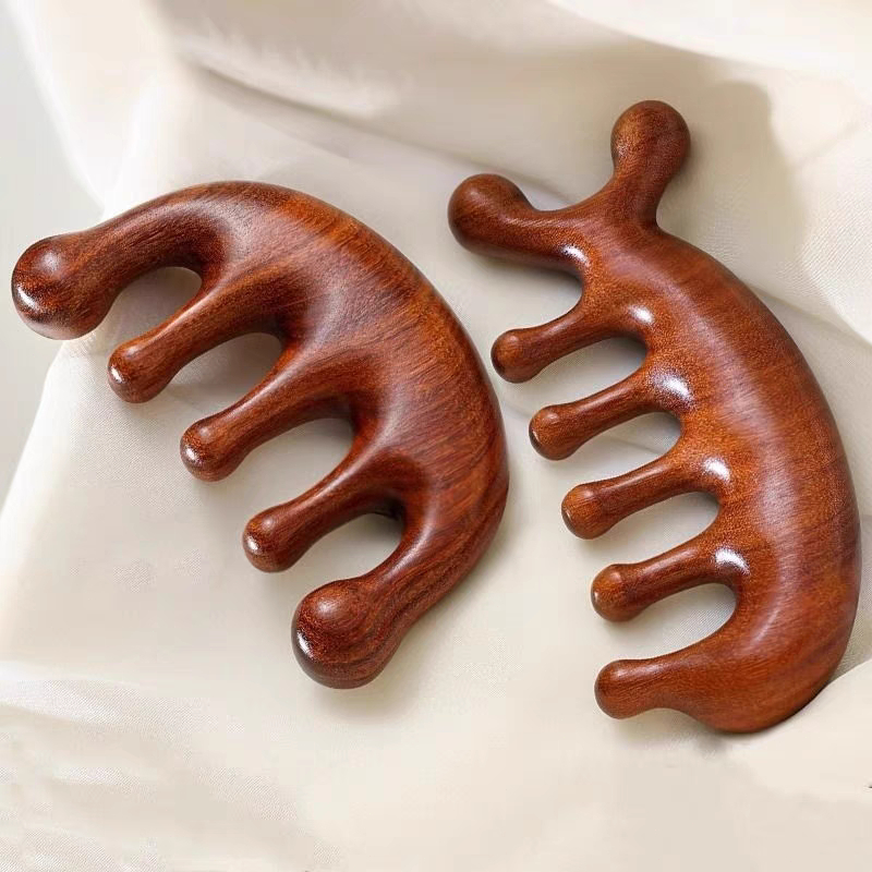 หวีนวด ไม้จันทน์สําหรับหนังศีรษะจมูกใบหน้าร่างกายนวดกว้าง-ฟัน กัว ชะอํา หวีส่งเสริมหนังศีรษะผ่อนคลายใบหน้าขูดจมูกรักษาหนังศีรษะเพื่อสุขภาพและผ่อนคลายขั้นท