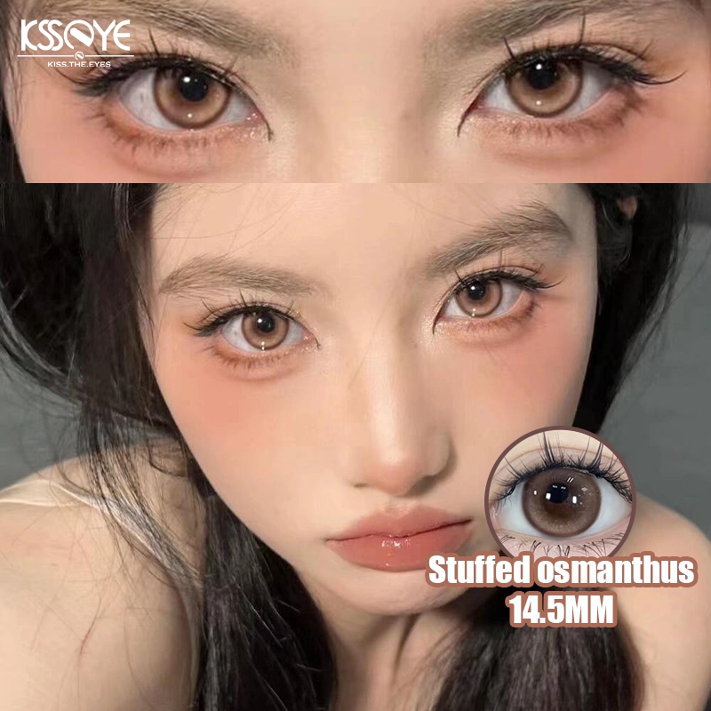 Ksseye คอนแทคเลนส์ธรรมชาติ 2 ชิ้นสายตาสั้น 0 ~ -8.00 สีน้ําตาลคอนแทคเลนส์วิทยาเขตนักเรียน 6 เดือนใช้ 14.2/14.5 มม.