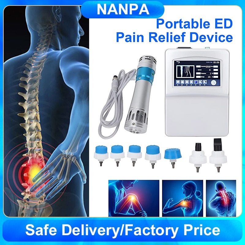 แบบพกพา ED Shockwave เครื่องบรรเทาอาการปวดกลับไหล่ปวดกีฬาการบาดเจ็บไม่เจ็บปวด Shock Wave อุปกรณ์นวด