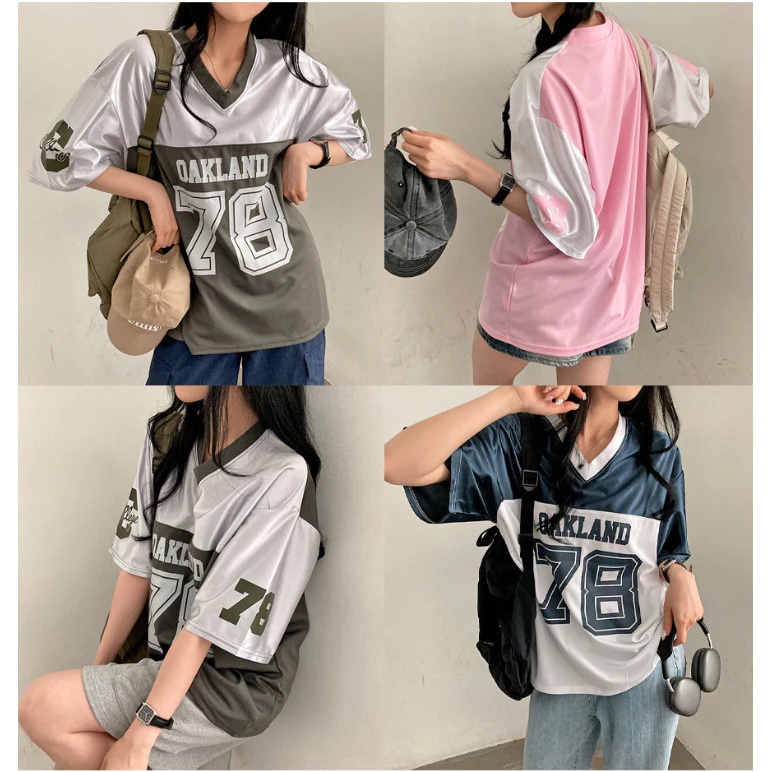 ความสนใจ มันๆ ฟุตบอลสปอร์ตเต็มระเหิดพิมพ์ย์หลวมเสื้อยืดหลวมพอดี