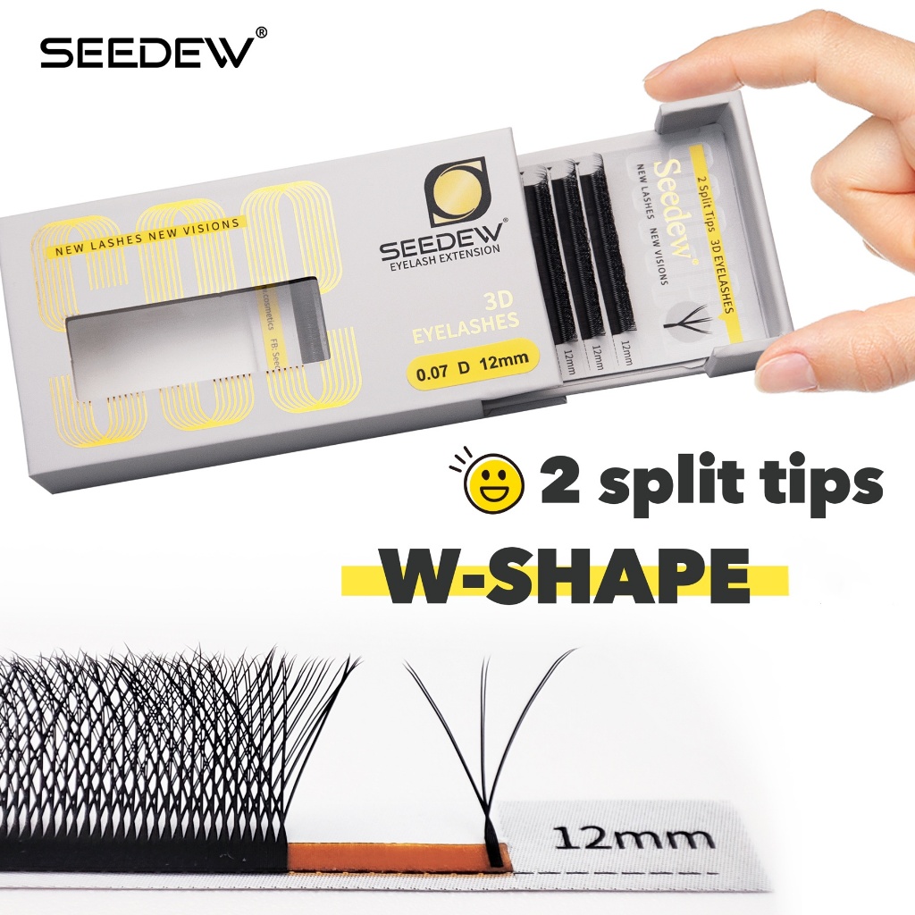 Seedew Fancy Cilia W รูปร่าง 3D ขนตาปลอม การต่อขนตา Mink Lashes Curl C/D ขนาด 0.07 มม ขนตา