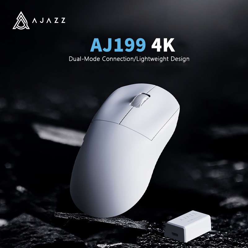 AJAZZ AJ199Pro เมาส์ไร้สาย 4K สามโหมดแบบมีสาย/Bt 5.0/2.4ghz Paw3395 น้ําหนักเบาที่กําหนดเอง Esports 