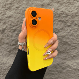 สีไล่ระดับสีซิลิโคนใหม่ 16Pro Max เคสแม่เหล็กสําหรับ iPhone11 12 13 14 15 Pro Max 16plus 14plus 15plus 11Pro พร้อมฟิล์มกันรอยเลนส์กันกระแทก matte soft Case