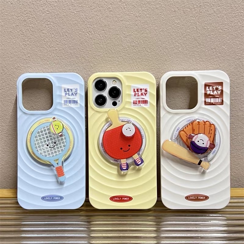 กีฬาเบสบอลปิงปองรูปแบบยืนป้องกันกรณีสําหรับ iPhone 15pro 15promax 14 14promax 14pro 16 pro max 16 plus wave เคสป้องกัน