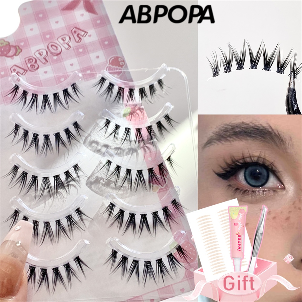 Abpopa Thai Pure Wild Crossed ขนตาปลอมเซ็กซี่หยิกหนาและขนยาวขนตาปลอมธรรมชาติ 5 คู่