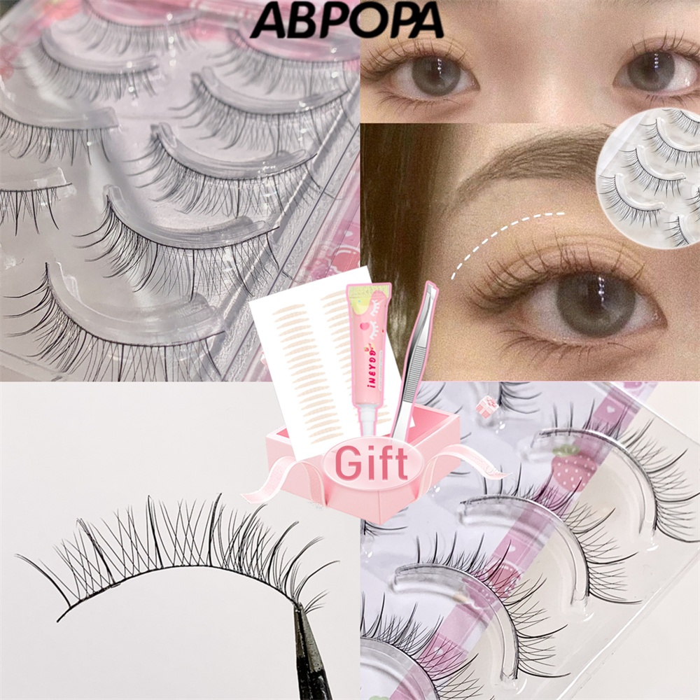 Abpopa ขนตาปลอม ดูเป็นธรรมชาติ ห้าคู่ สําหรับแต่งหน้า
