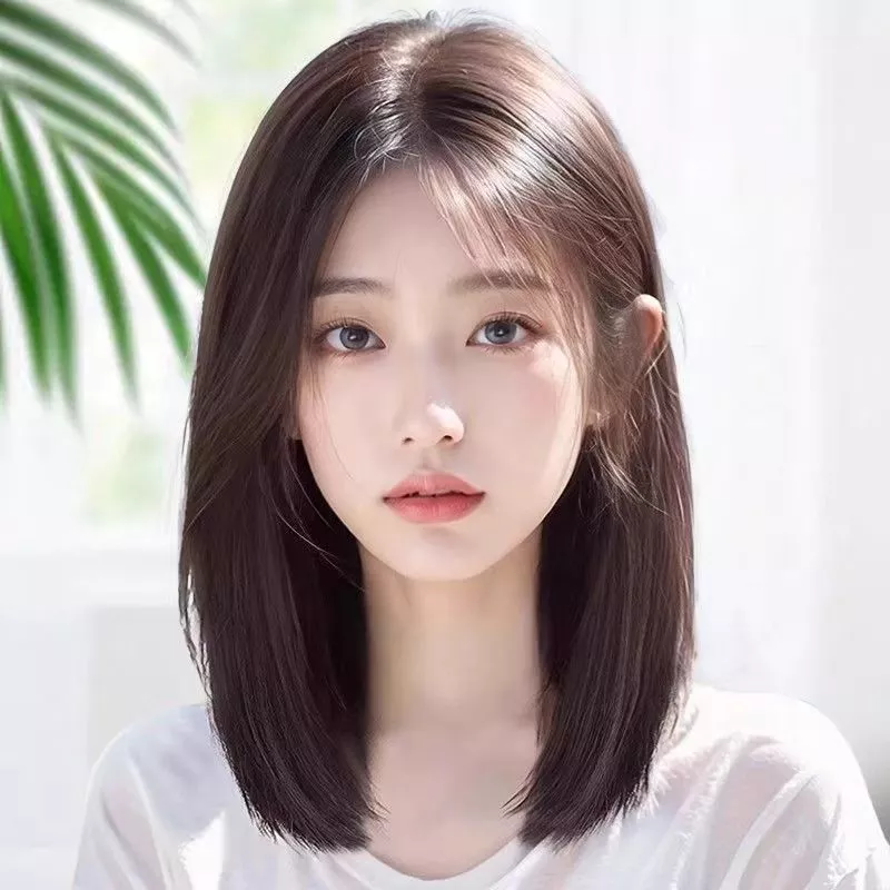 วิกผมหญิงแยกกลางเต็มวิกผมสไตล์เกาหลีเต็มหมวกวิกผมแยกกลางยาววิกผม