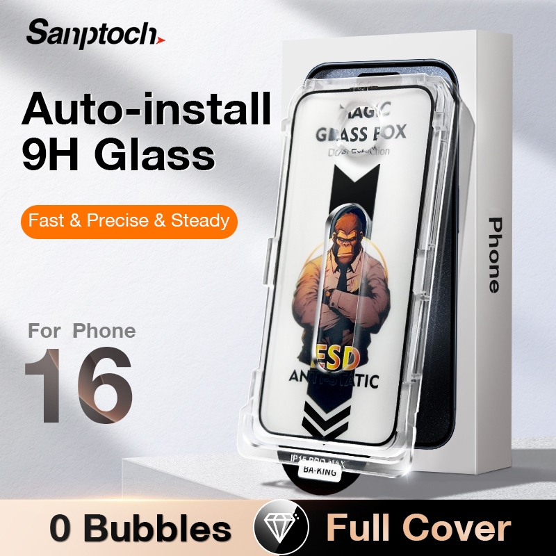 อัตโนมัติฝุ่นEliminationSantpoch 9H Diamond Full Screen Protector Auto Alignment KitสําหรับiPhone18 16 15 14 13 Pro Maxกระจกนิรภัยความเป็นส่วนตัวMatte HDฝุ่นป้องกันฟิล์ม