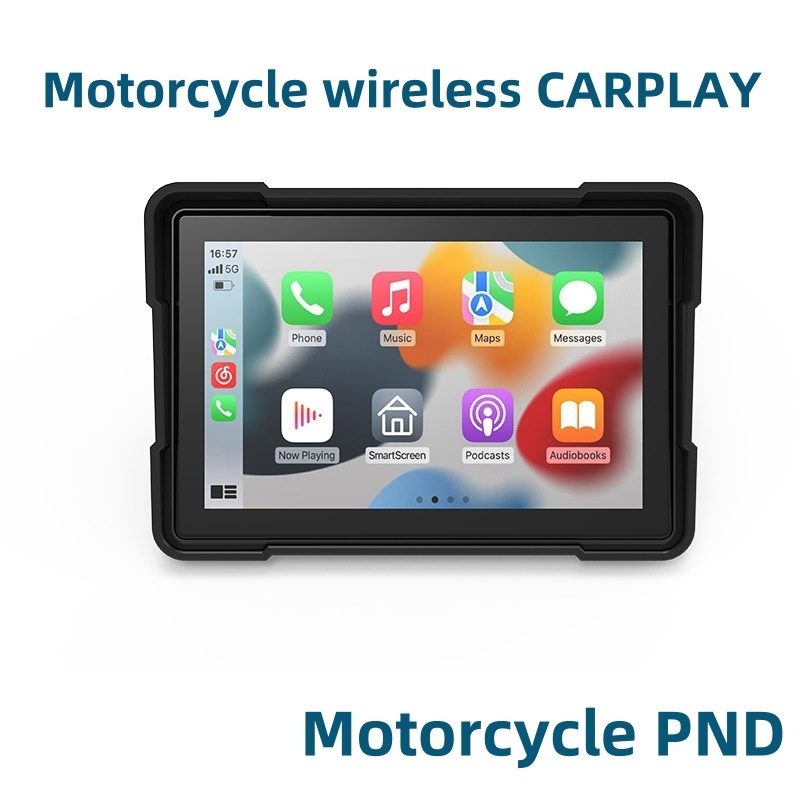5 นิ้วไร้สาย CarPlay รถจักรยานยนต์แบบพกพา Navigator 1,000nit จอแสดงผล Dual Bluetooth IP66 กันน้ํารถจักรยานยนต์เครื่องเล่นรถยนต์