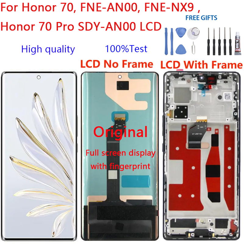 120hz สําหรับ Honor 70, FNE-AN00, FNE-NX9 , Honor 70 Pro SDY-AN00 LCD Diaplay กรอบหน้าจอสัมผัส Digit