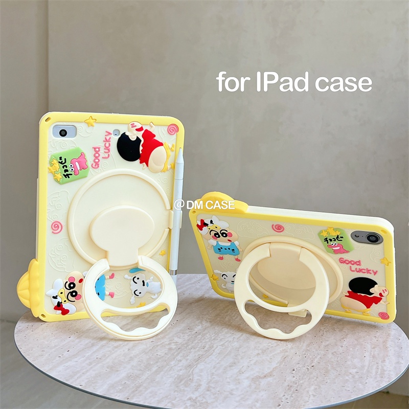 เคสไอแพด สำหรับ iPad 7 8 9 Air 4 5 6 Pro 11 นิ้ว รุ่นที่ 10 ขนาด 10.9 และ iPad Mini 6 เคสซิลิโคนเต็มตัว ลายการ์ตูนชินจัง เคส iPad รุ่นใหม่ 2024 สไตล์ญี่ปุ่นเกาหลี