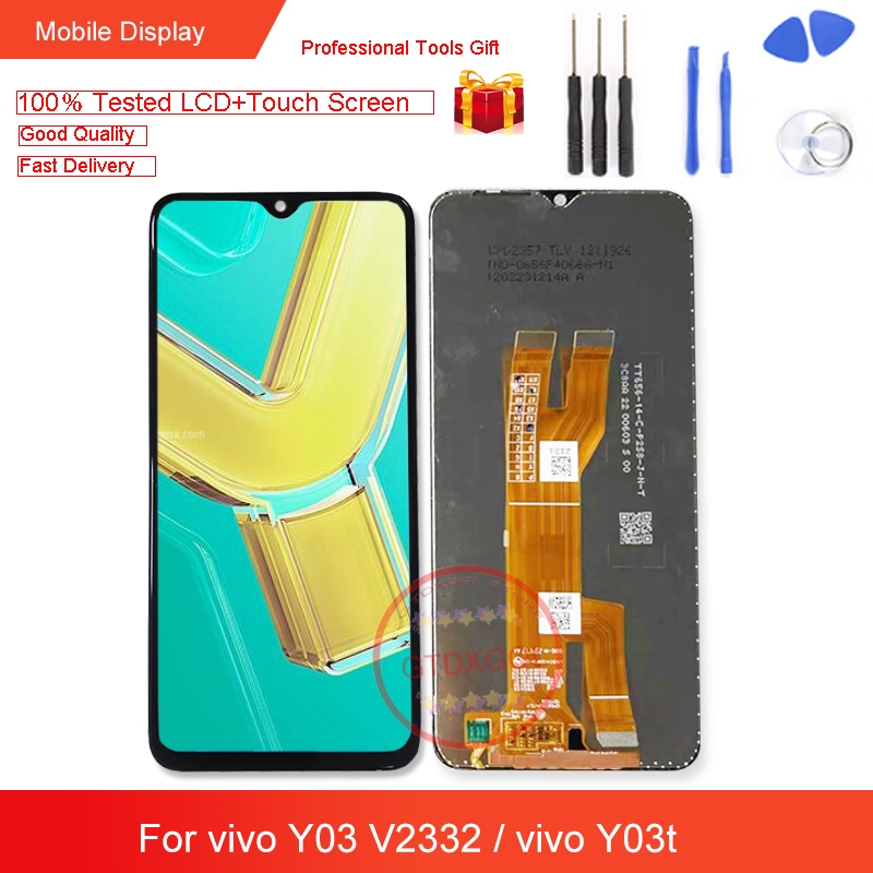 6.56 นิ้วสําหรับ vivo Y03 Y03t จอแสดงผล LCD หน้าจอสัมผัสแผงหน้าจอเซนเซอร์อะไหล่ซ่อม