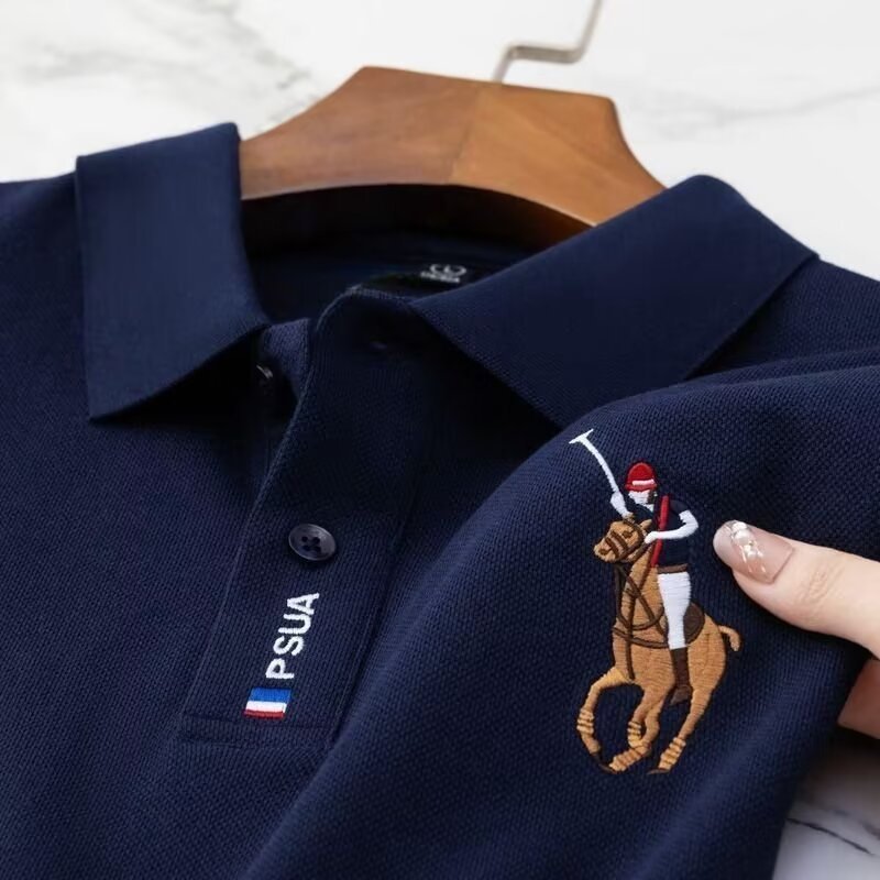 โปโลแขนสั้น เสื้อ polo แขนสั้นผู้ชาย แบบบาง คอปก แบบหลวม สีพื้น งาน ธุรกิจ แฟชั่นฤดูร้อน สําหรับผู้ชาย