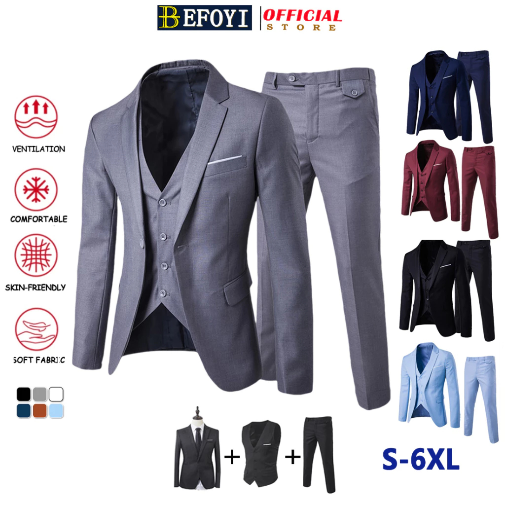 Blazers สำหรับผู้ชาย สไตล์ Slim Fit สีเทา พร้อมไซส์เพิ่มเติม เพอร์เฟคสำหรับงานสำคัญและการแต่งตัวแบบธุรกิจ