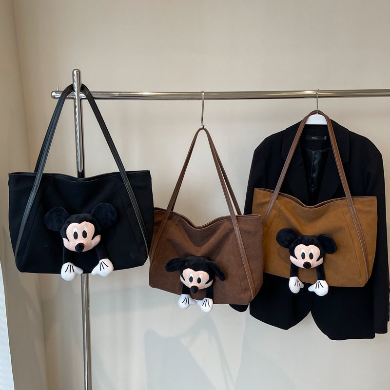 Disney Disney Mickey กระเป๋าสะพายความจุขนาดใหญ่กระเป๋าสุภาพสตรี Retro Messenger Bag All-Match กระเป๋าสะพายแบบพกพา