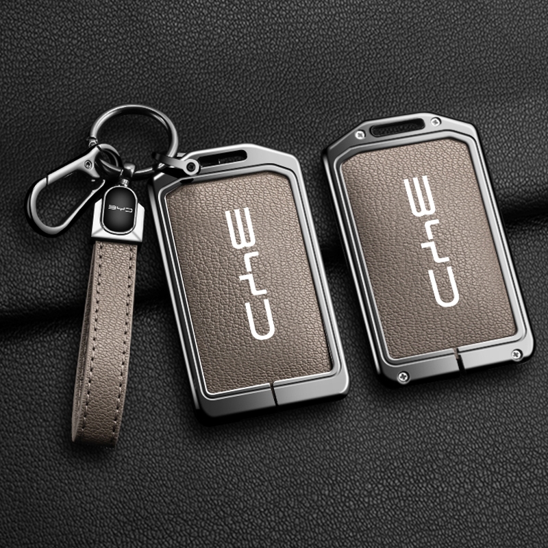 [มีจําหน่าย]กุญแจรถโลหะผสม เคสสําหรับ BYD atto3 DMI ปลาโลมา EV การ์ด NFC samrt คีย์คุณภาพสูง หนังโลหะผสม 3 สี